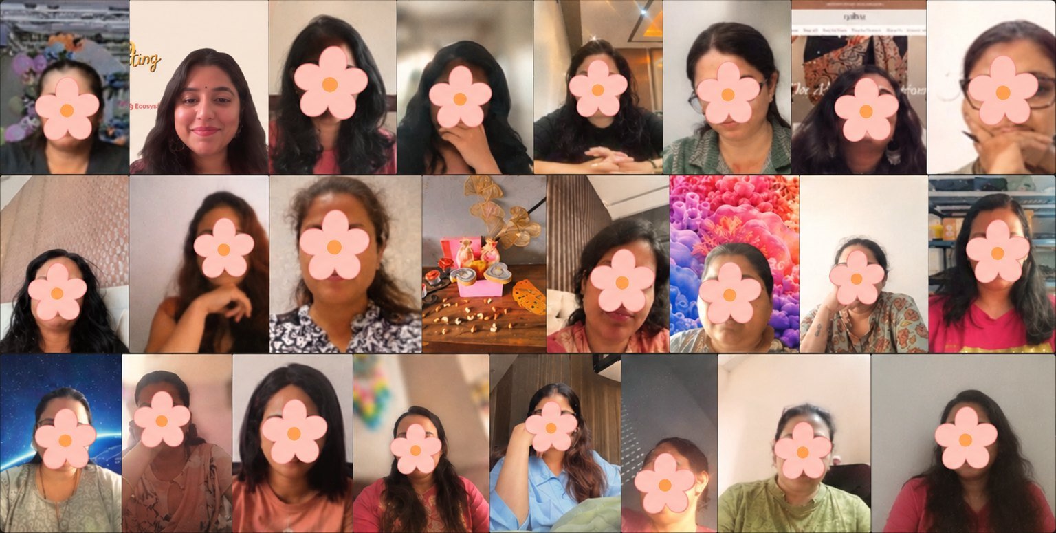 Women smiling together on a ROM Squad video meetup
